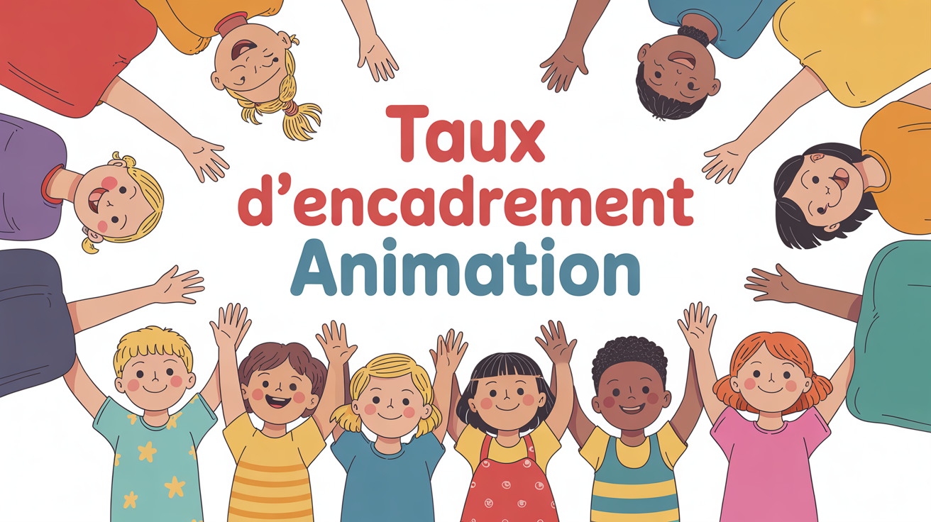 Illustration groupe enfants et animateurs centre de loisirs taux d'encadrement