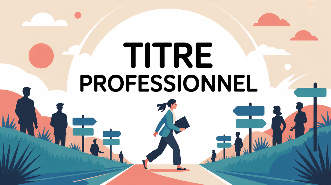Illustration titre professionnel sur chemin avec jury et dossier