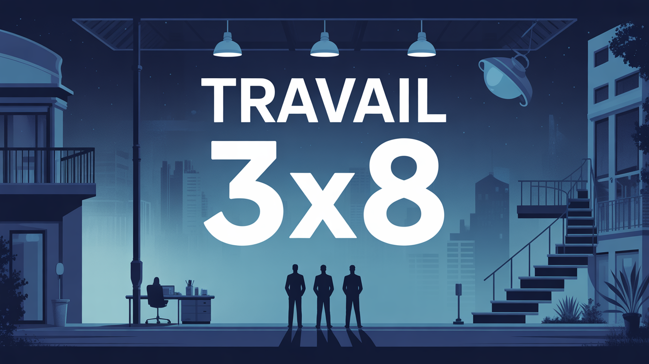 Illustration travail 3x8 en PME de nuit avec trois equipes