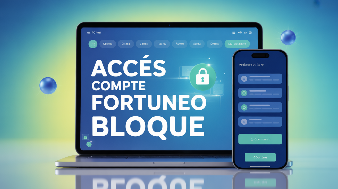 Visuel accès compte Fortuneo bloqué sur ordinateur et mobile, sécurité bancaire