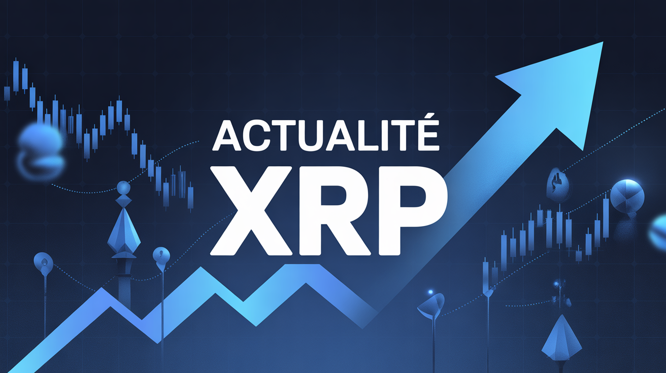Fonds bleu, graphiques XRP, flèche montante, ambiance dynamique
