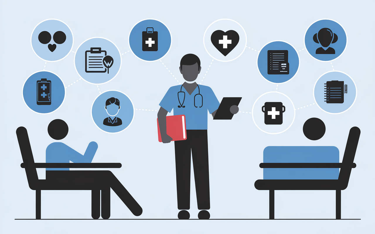 Assistant medical administratif et clinique silhouette flat
