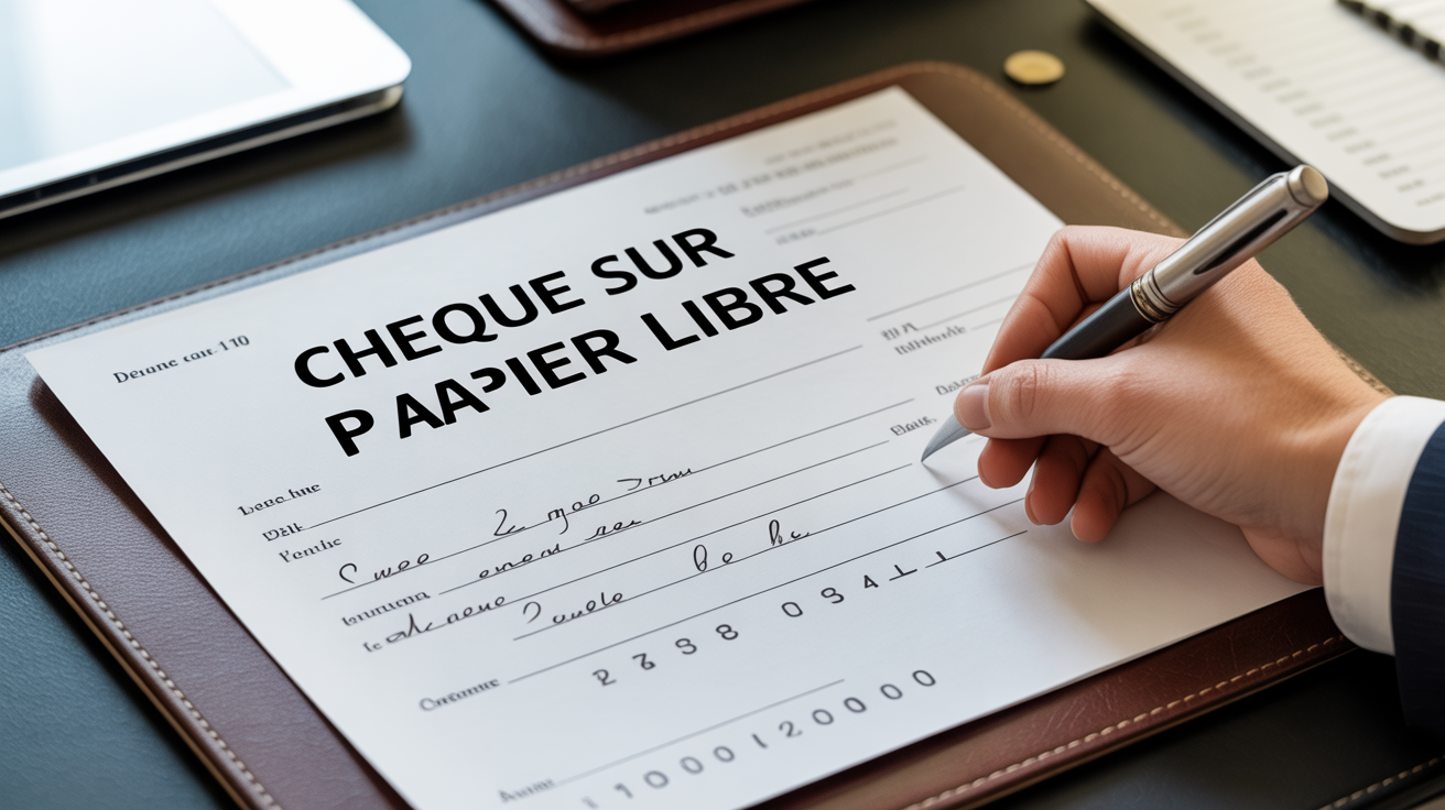 Remplissage d’un chèque sur papier libre à la main