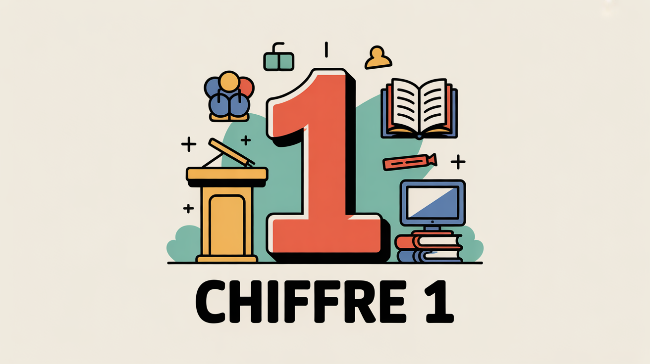image chiffre 1 educatif avec symboles numeriques
