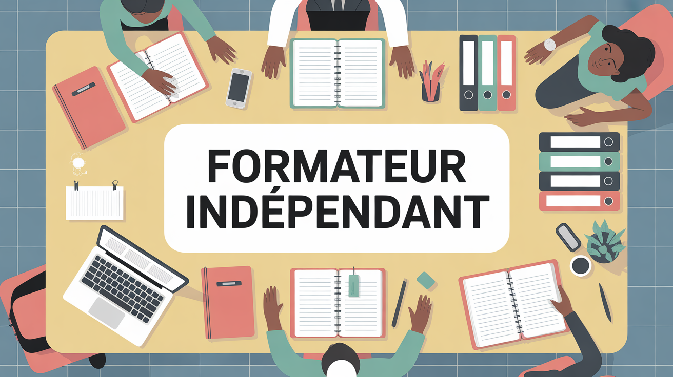 Illustration formateur independant bureau check-list