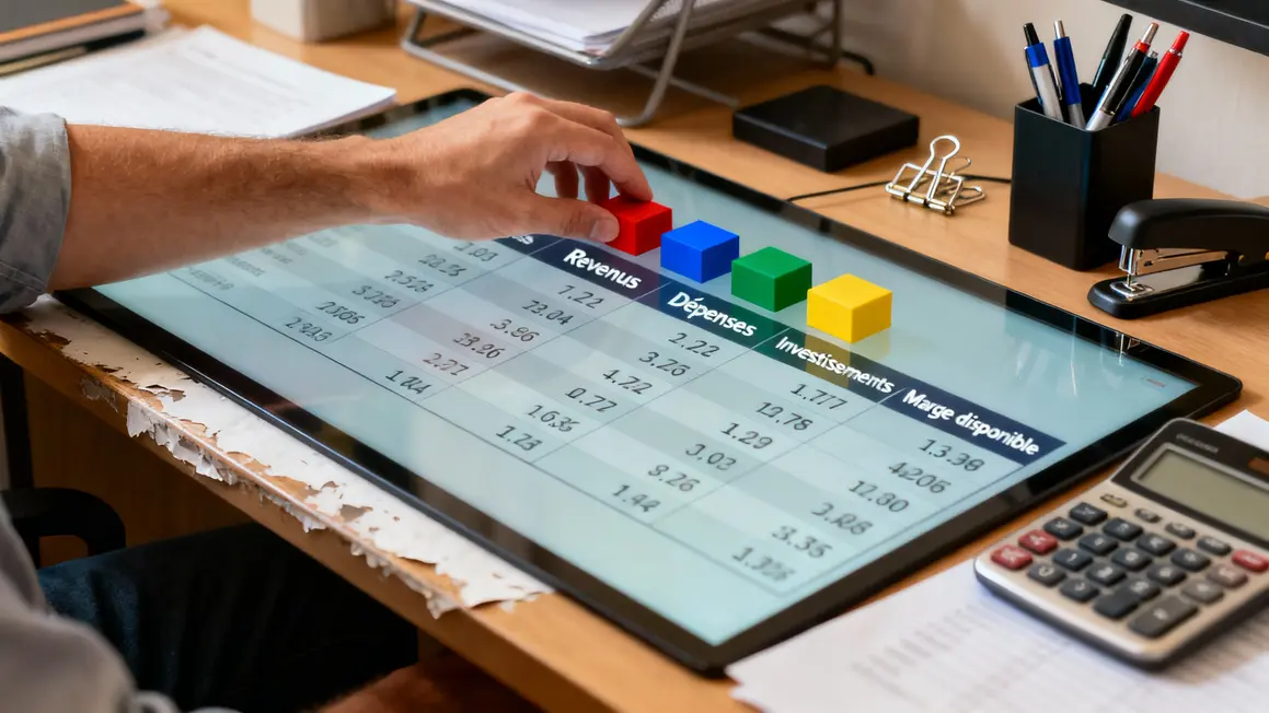 Tableau budget previsionnel postes revenus investissements marge entreprise
