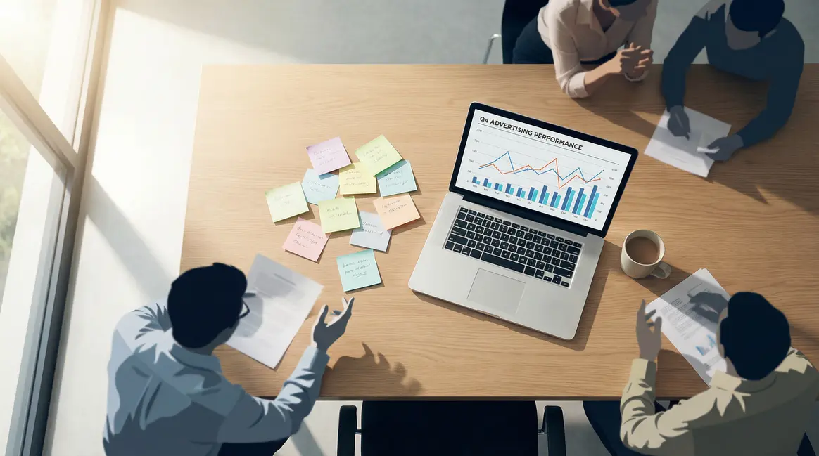 Bureau moderne et graphiques performance marketing digital