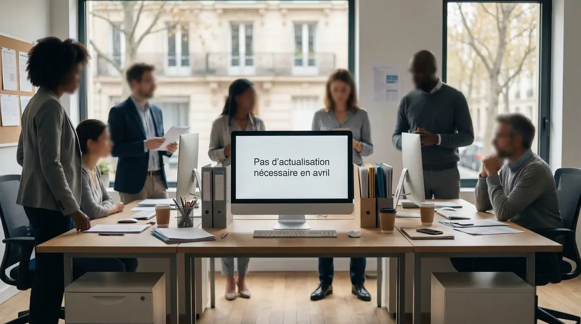 Écran France Travail pas d’actualisation avril silhouettes ordinateur