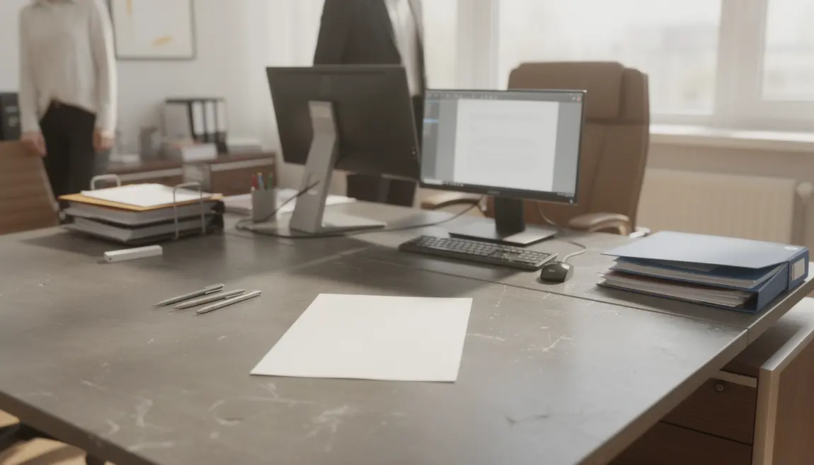 Lettre de demission posee sur bureau lumineux