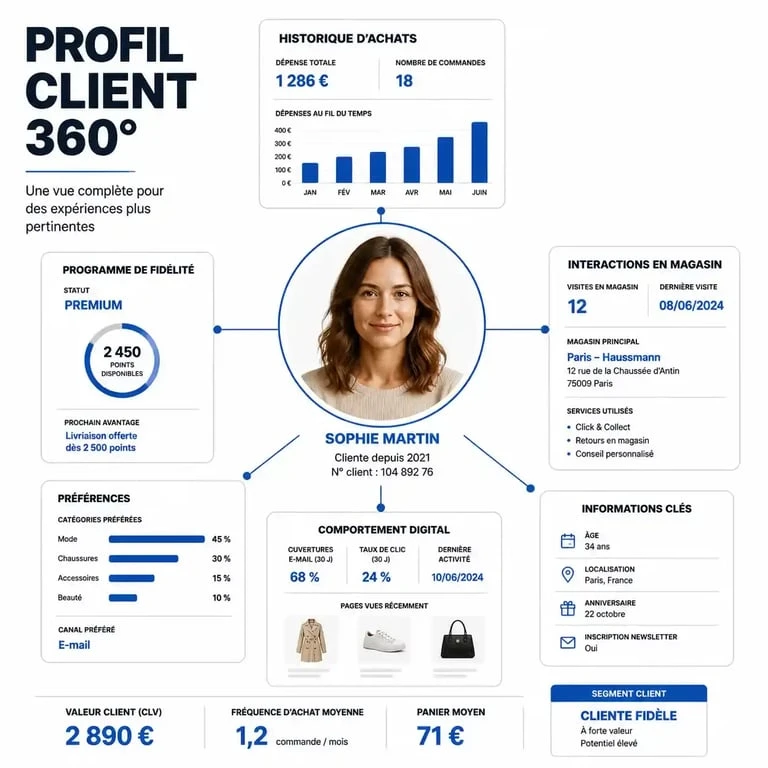 Vue 360 client pour CRM grande distribution