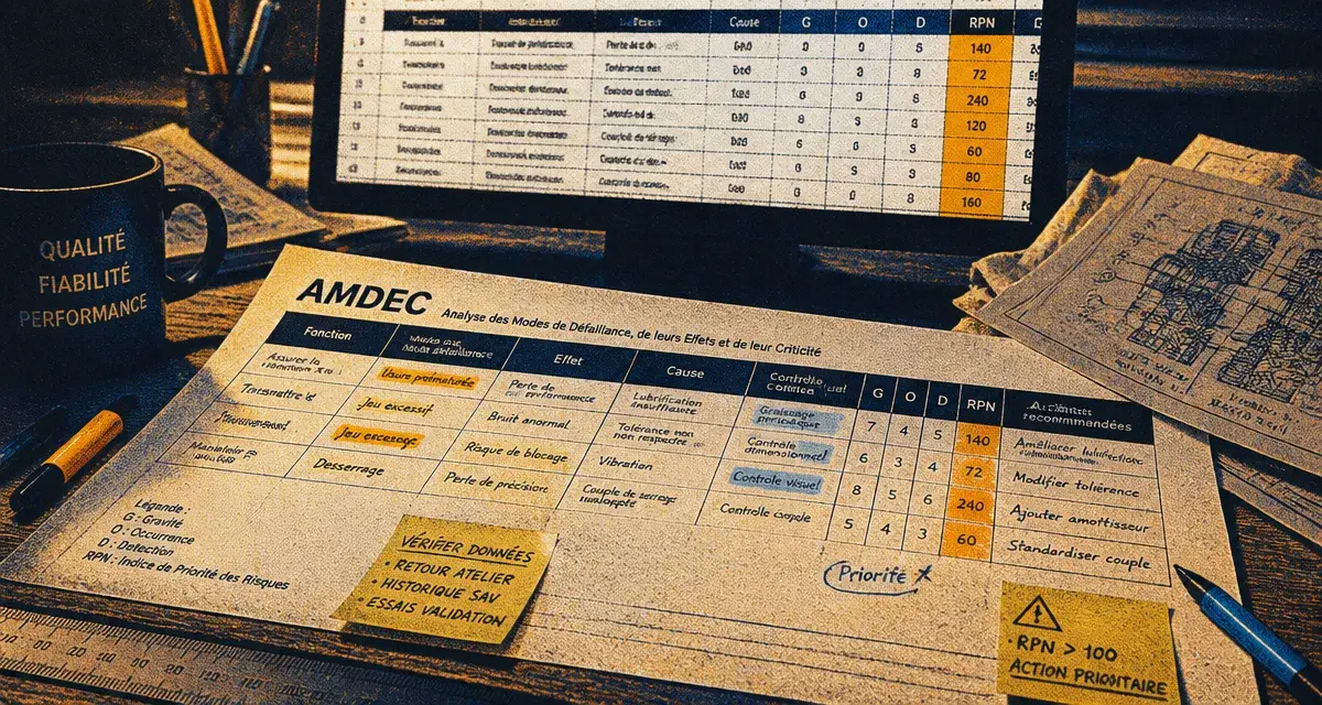 Matrice AMDEC pour prioriser les risques avec RPN et G O D